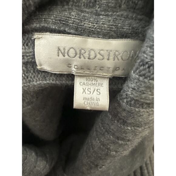 Nordstrom Collection 100% Cashmere Gray Cowl Neck Poncho Sweater Oversized XS/S - Picture 9 of 14